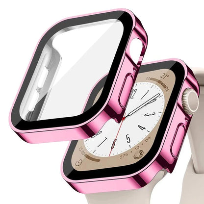 Glass+Case for Apple Watch 42 46mm 45mm 41 49 44mm 40 Mm Straight Edge Screen Protector Cover Case iWatch SE 6 7 8 9 10 11 Ultra