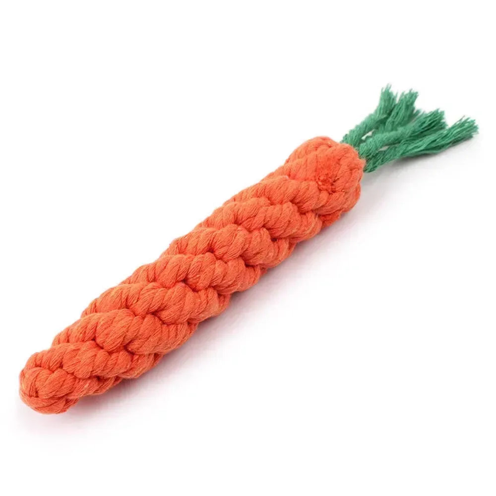 1Pcs Carrot Dog Bite Rope Pet Dog Toys Safe Durable Braided Bite Dog Chew Toys Resistant Puppy Molar Cleaning Teeth Cotton Rope - Urbizia