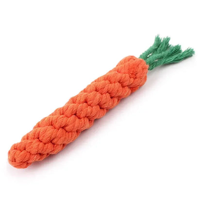 1Pcs Carrot Dog Bite Rope Pet Dog Toys Safe Durable Braided Bite Dog Chew Toys Resistant Puppy Molar Cleaning Teeth Cotton Rope - Urbizia