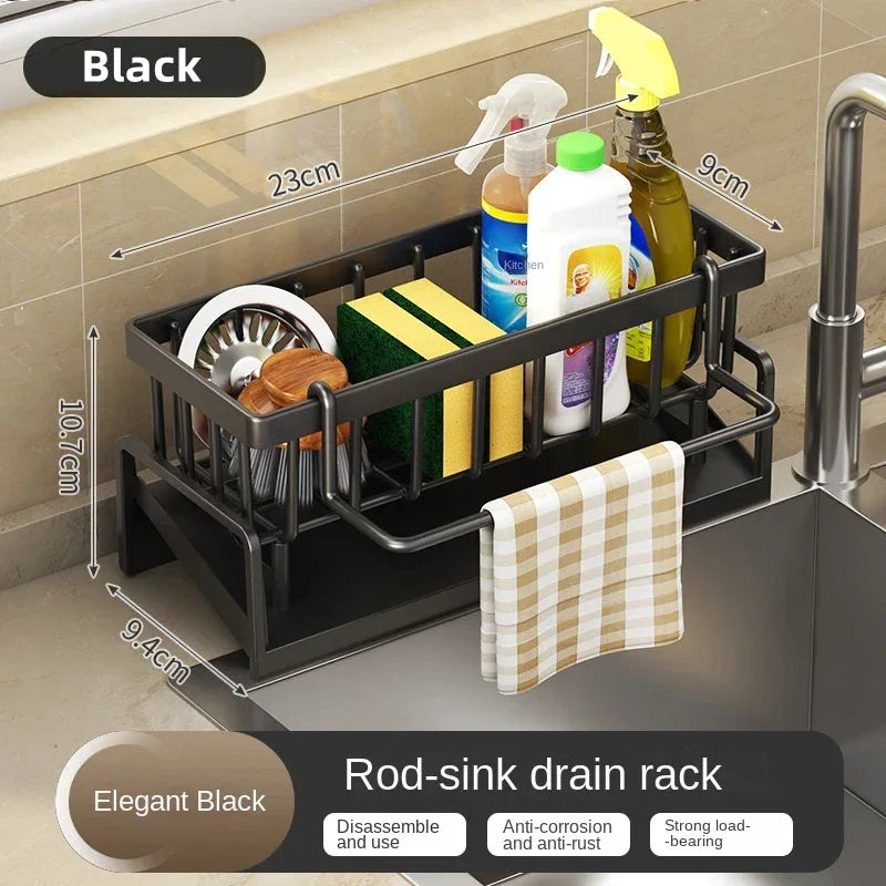 Kitchen Sink Drain Rack No-Drill Storage Shelf