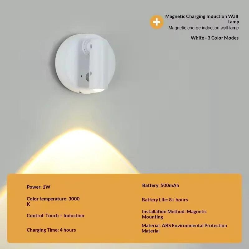Magnetic USB Rechargeable LED Cordless Wall Light with Touch Switch