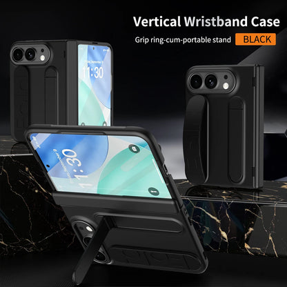 Portable Silicone Palm Strap Wristband Hinge Phone Case For iPhone Ultra 18 Fold Hard PC Slim Cover With HD Screen Protector