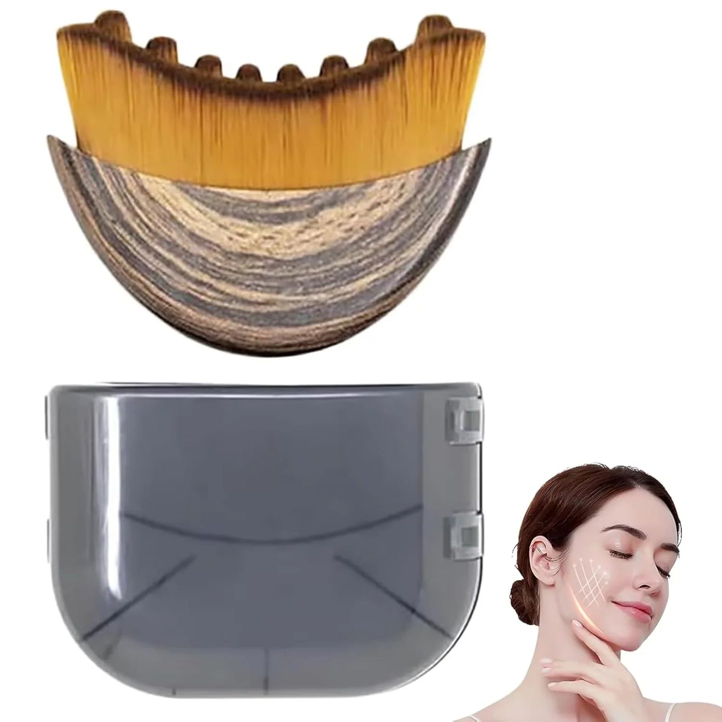 Lymphatic Contour Facial Brush & Brass Lotus Eye Massage Stick Set