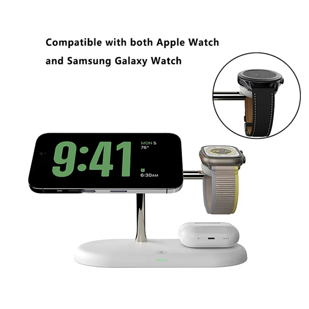 3 in 1 Wireless Charger Stand For iPhone 12/13/14/15/16/17 Fast Charging Station for Apple Watch 10 9 8 7 6 5 4 Airpods 2 3 Pro - Urbizia