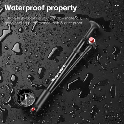 WEST BIKING 400PSI Bicycle Air Pump High Pressure MTB Bicycle Pump Front Fork Rear Suspension Pressure Gauge Schrader Valve