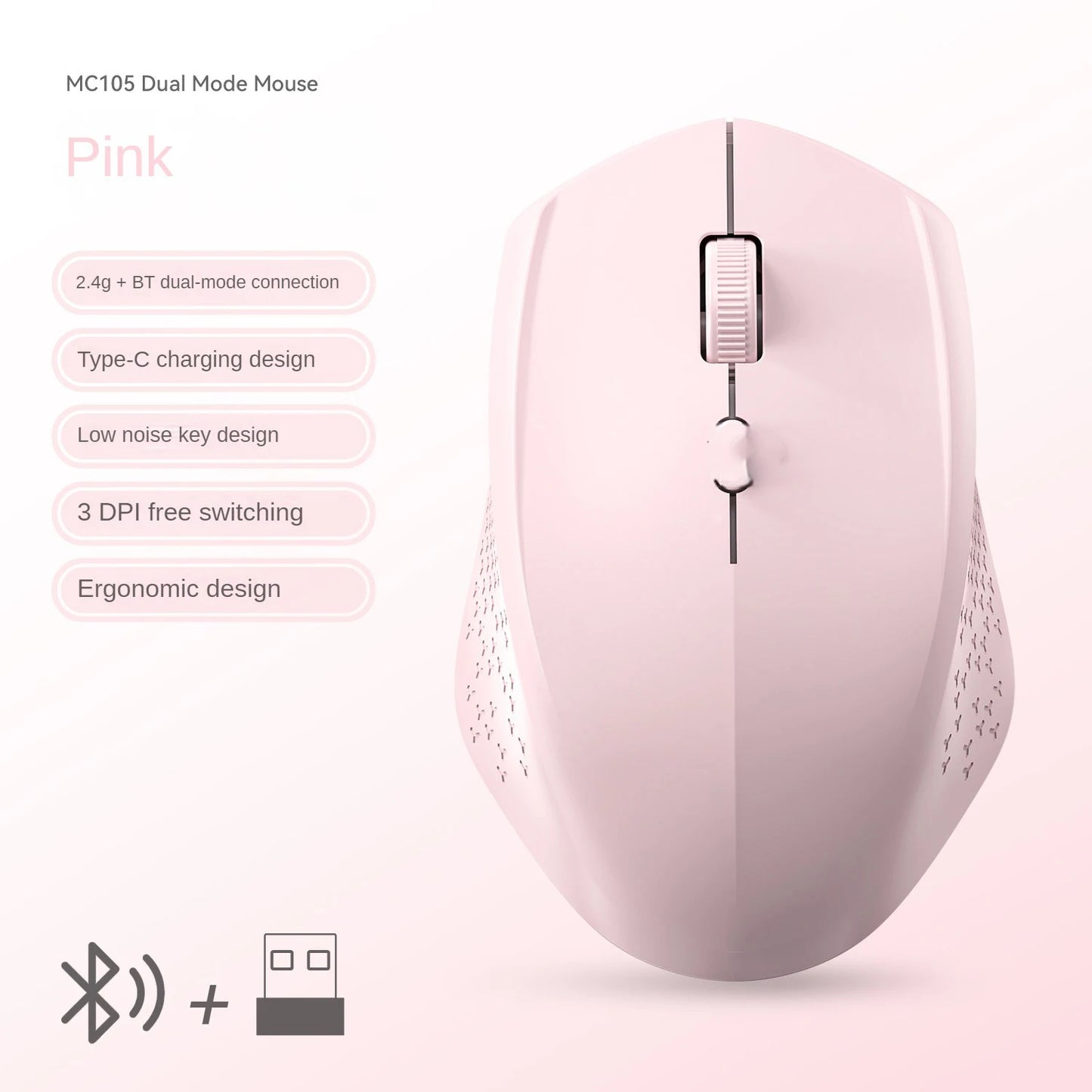 KEBIDUMEI Dual-Mode Bluetooth Mouse 2.4G Wireless Mouse Silent Mouse Rechargeable Gaming Mouse Mice For PC Laptop Windows MacOS