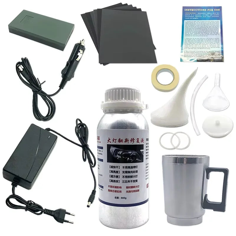 Car Headlight Polish Restoration Kit Car Headlight Repair Renovation Kit 800G Headlamp Liquid Polymer Auto Tool Set