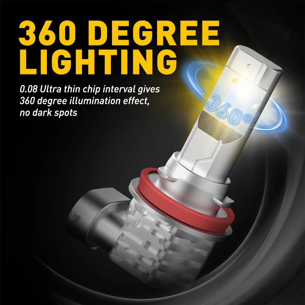 AUXITO 2Pcs H8 H11 LED Bulb Fog Lights Switch Switchback Dual Color White Yellow Wireless H9 Car Day Driving Running Lamp 12V