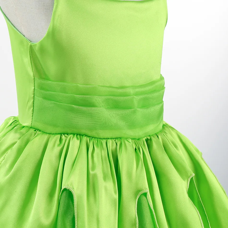 Girls Flower Fairy Dress – Kids Princess Costume with Wings, Halloween & Party Tinkerbell Dress
