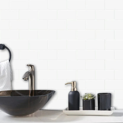 10 Sheets Big Tiles Peel and Stick Wall Stickers Brick Vinyl Wallpaper Waterproof Kitchen Bathroom Backsplash Home Decor - Urbizia