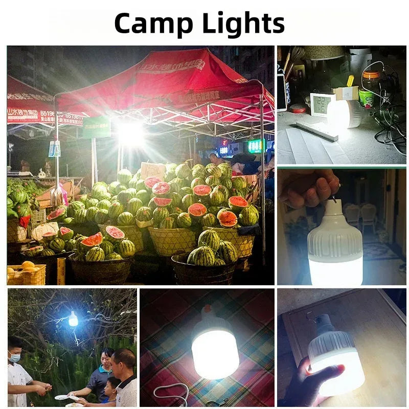2pcs Rechargeable LED Indoor Outdoor Emergency Hookup Portable Lights with Battery Flashing Lights Barbecue Tent Camping Lights - Urbizia