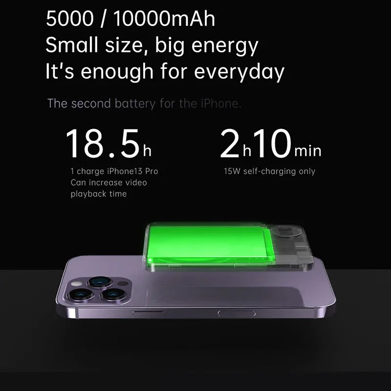 10000mAh Alloy Magnetic Powerbank Magnetic Power Bank Wireless Fast Charger For iPhone 15 14 13 12 11 Backup battery For Magsafe