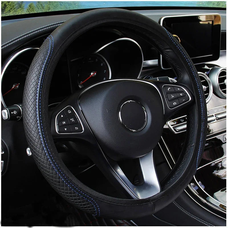 37-39cm Car Steering Wheel Cover Skidproof Auto Steering- Wheel Cover Anti-Slip Embossing Leather Car-styling Car Accessories
