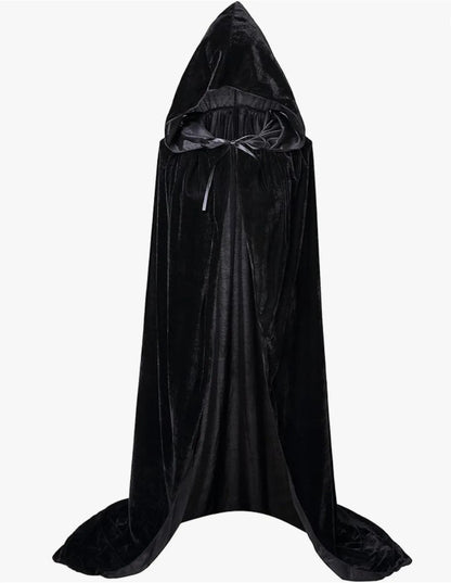 Christmas Pleuche Velvet Hooded Cloak Cape – Medieval Witch, Wicca, Vampire Halloween & Cosplay Costume