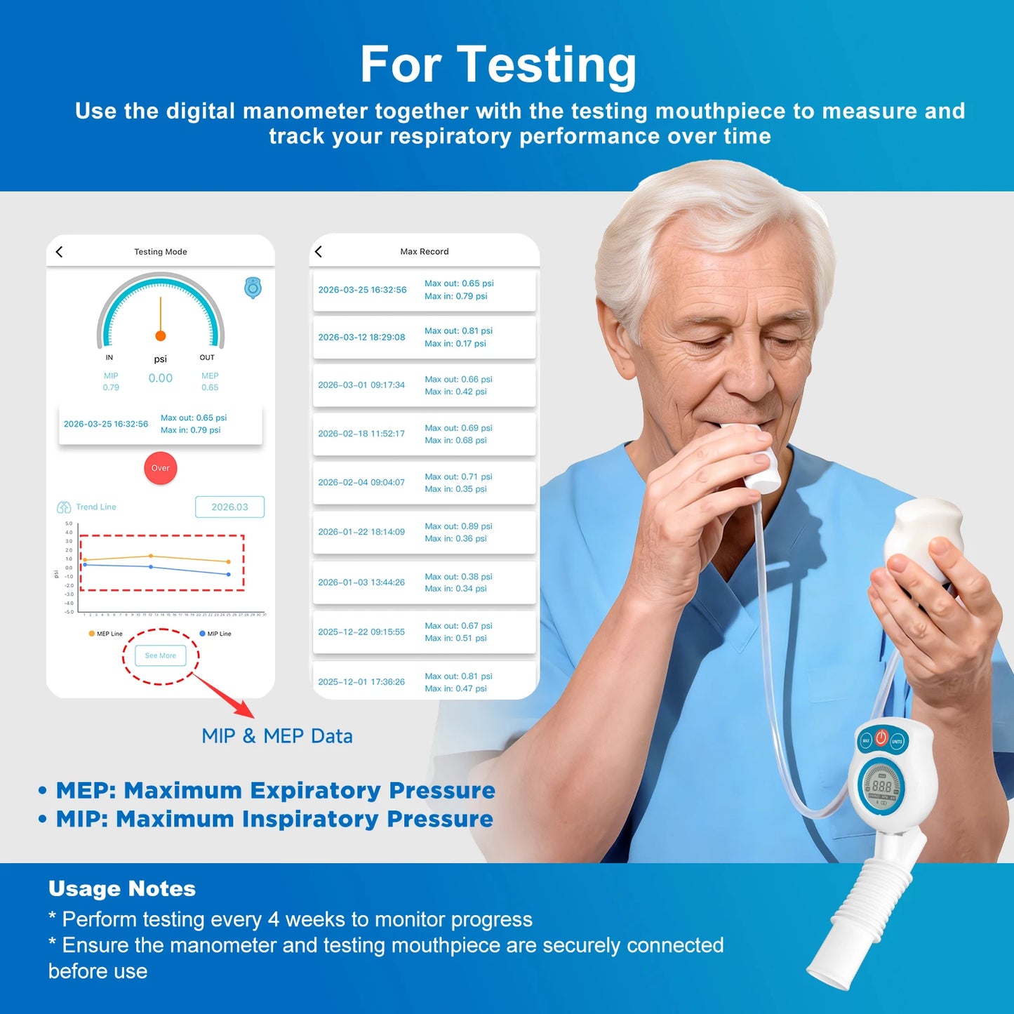 Sonmol Digital Breathing Exercise Device for Lungs | Lung Trainer for Respiratory Muscle Training | Breathing Trainer