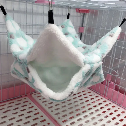 1/2 pcs Hamster Hideout Cage Print Fleece Guinea Pig Sugar Glider Sleeping Bed Rodent Hammock Rat Little House Animals Supplies - Urbizia