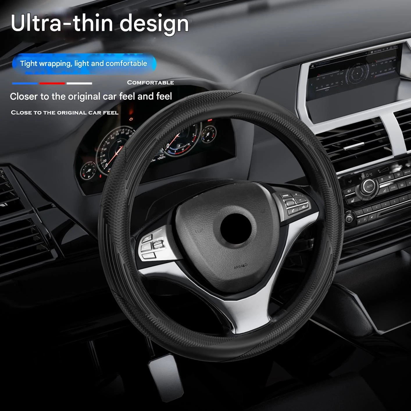 Car silicone steering wheel cover for men and women, sweat-absorbing and non-slip, universal for all seasons, thin and soft
