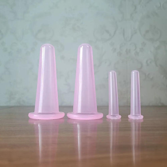 4PCS Silicone Vacuum Cupping Massage Jars Anti Cellulite Massage Facial Suction Cups Face Neck Lift Skin Scraping Beauty Tool