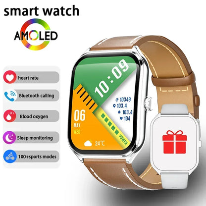 New Ultra Thin Smart Watch men 1.96" AMOLED HD Pixel Display Always Show Time BT Call Reminder Smartwatch Ladies For Android iOS - Urbizia