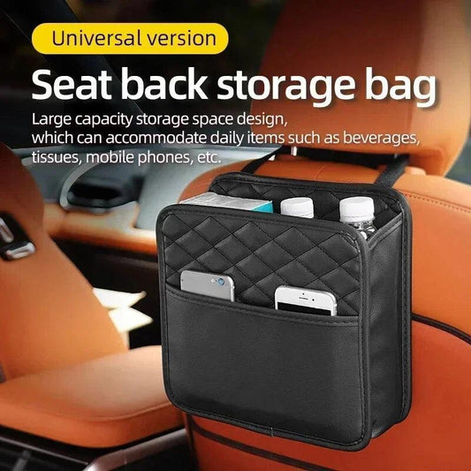 Leather Car Seat Back Storage and Organizer Bag