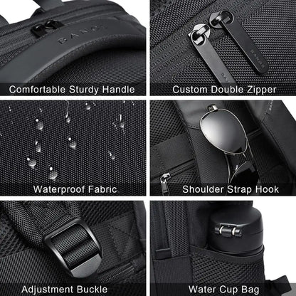 BANGE Lightweight 15.6 inch Laptop Backpack Waterproof USB Charge Port Multifunctional Travel Hiking School Bag Mochila for Men