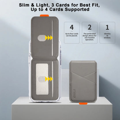 Premium PU Leather Magnetic Phone Card Holder, RFID Anti-Skimming Wallet Compatible with Magnetic Wireless Charging Smartphones,