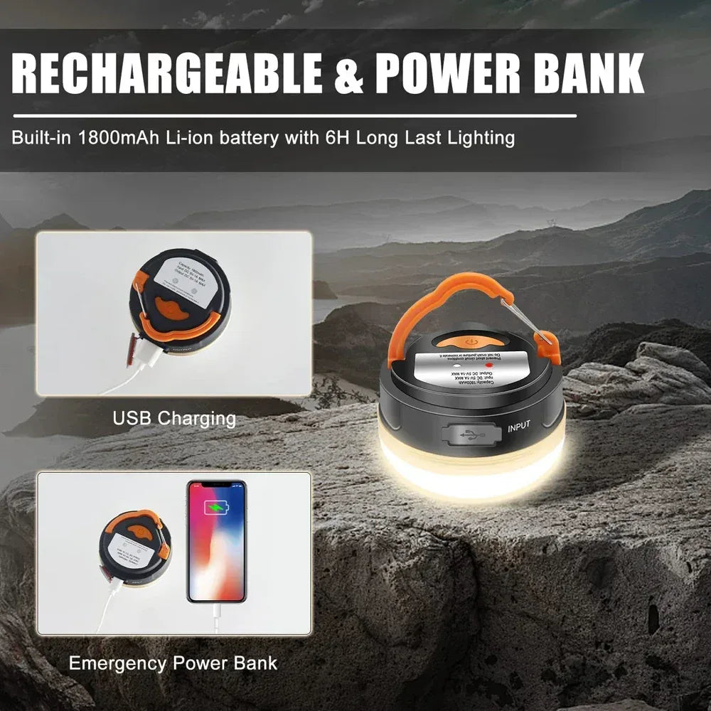 10W High Power Camping Lantern Tents Lamp 1200mah USB Rechargeable Portable Camping Lights Outdoor Hiking Night Hanging Lamp - Urbizia