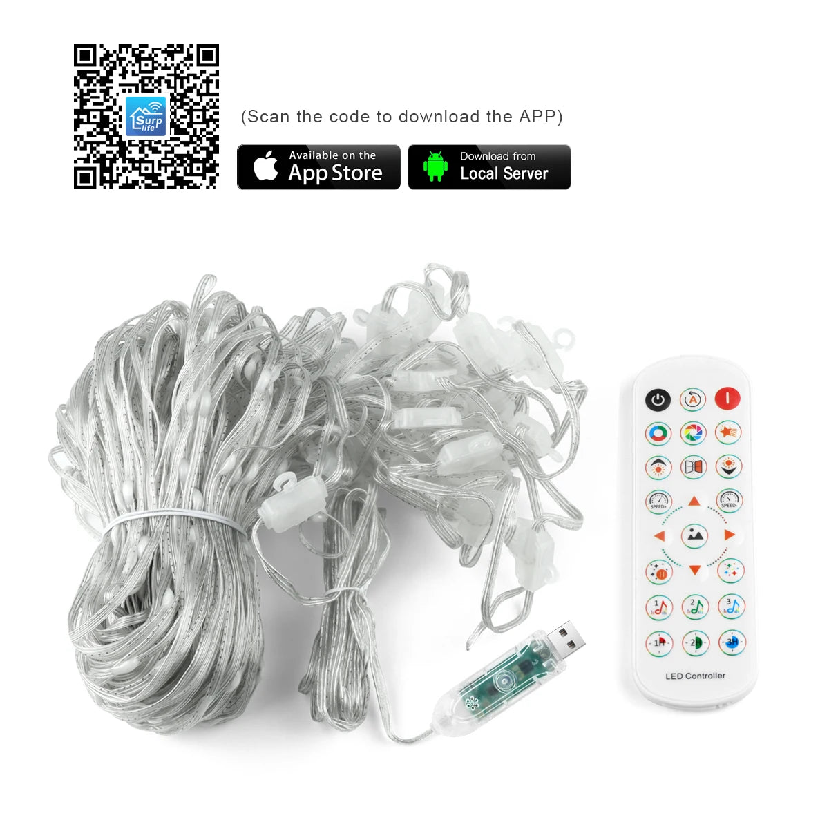 APP Control Smart LED Curtain Lights – USB 5V Fairy Light DIY Text Pattern Display