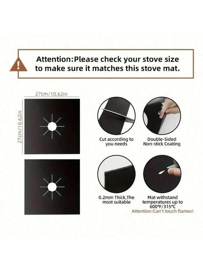 Commercial Restaurant Stove Top Heat Resistant Mat, Heavy Duty. 28x27cm, Teflon, for Professional Kitchen
