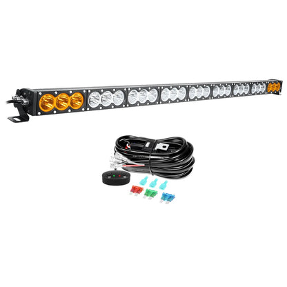 6-54 inch 30-300W LED Bar 4x4 with 12v Wire Harness Kit, LED Light Bar for Offroad Vehicles Trucks ATV, Amber White Fog Light