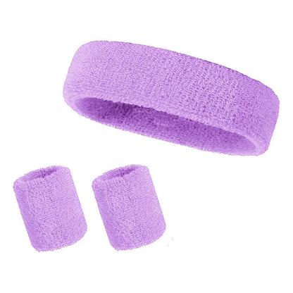New Hot Athletic Sweatband Hairband Headband Wristband Set in 3-Pack Cotton Head Sweat Bands for Running, Cycling, Yoga, Spa