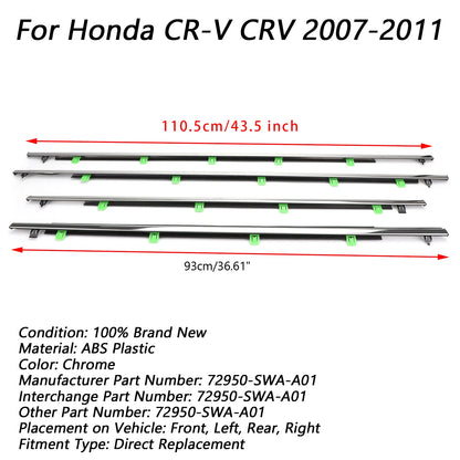 Artudatech 4x Car Window Moulding Trim Weatherstrips Seal Fits For Honda CR-V CRV 2007-2011