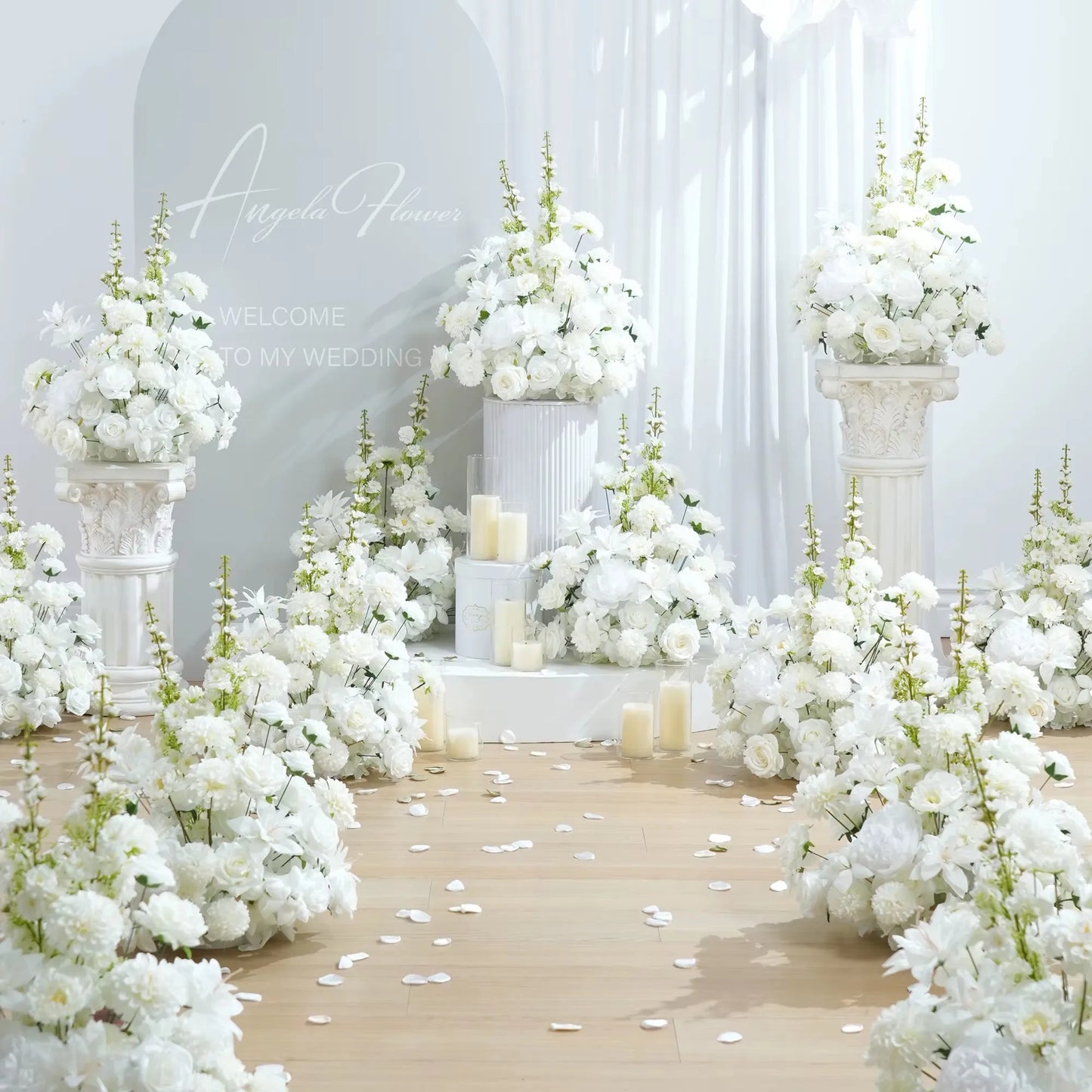 A8966 Red Free Standing Centerpieces Flowers Ball Bouquet Artificial Rose Arrangements Balls Table Sofa Runner For Wedding Event