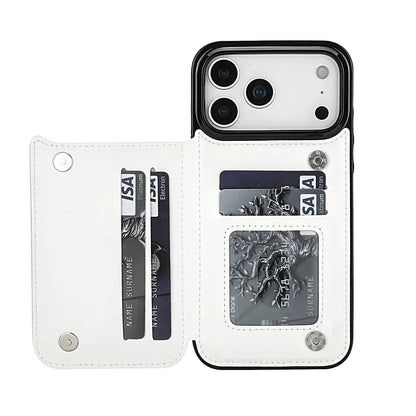 For iPhone 17 Pro Max Air Wallet Case With Card Holder,PU Faux Leather Kickstand Card Slots Case, Double Magnetic Clasp Cover