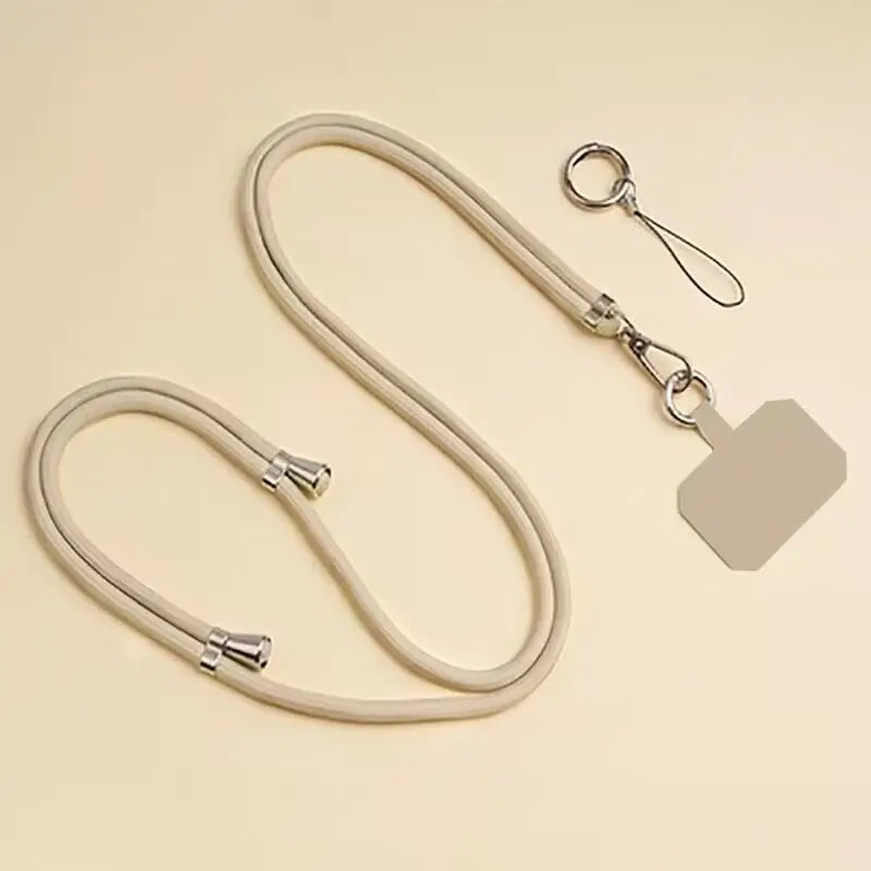 Universal Adjustment Phone Lanyard Solid Color Polyester Necklace Strap Long Hanging Rope With Clip Anti-Lost Crossbody Lanyard