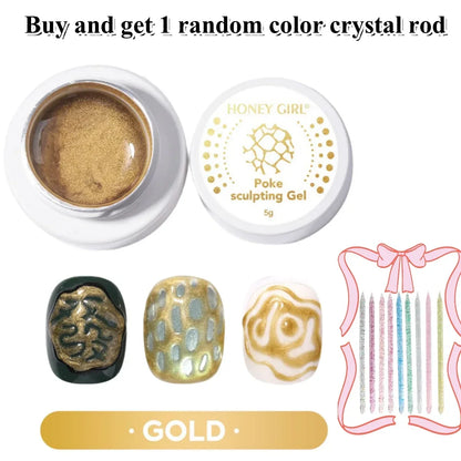 Creative Nail Art  poke Gel with Special Base Coat, Black/White Silvery Golden  for DIY Multi-Style Designs,  Holiday Gift