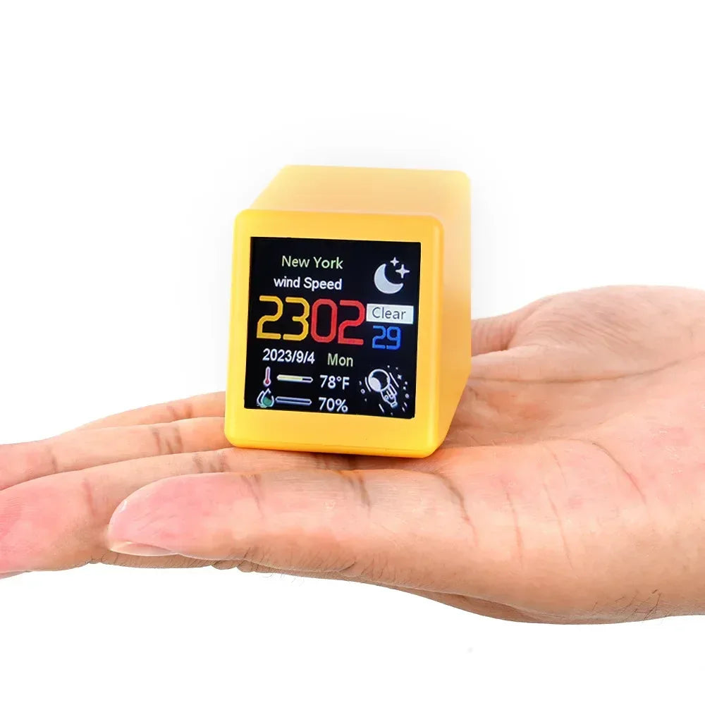 Small Portable Smart Wifi Weather Station Display Weather Temperature Humidity Time Alarm Clock Desktop Decoration - Urbizia