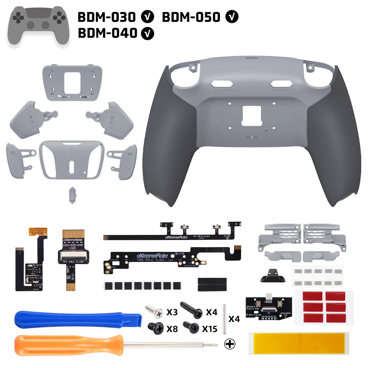 eXtremeRate RISE4 Plus MAX Remappable Back Button Kit w/Clicky Trigger Stop & Rubberized Grip for ps5 Controller BDM-030 040 050