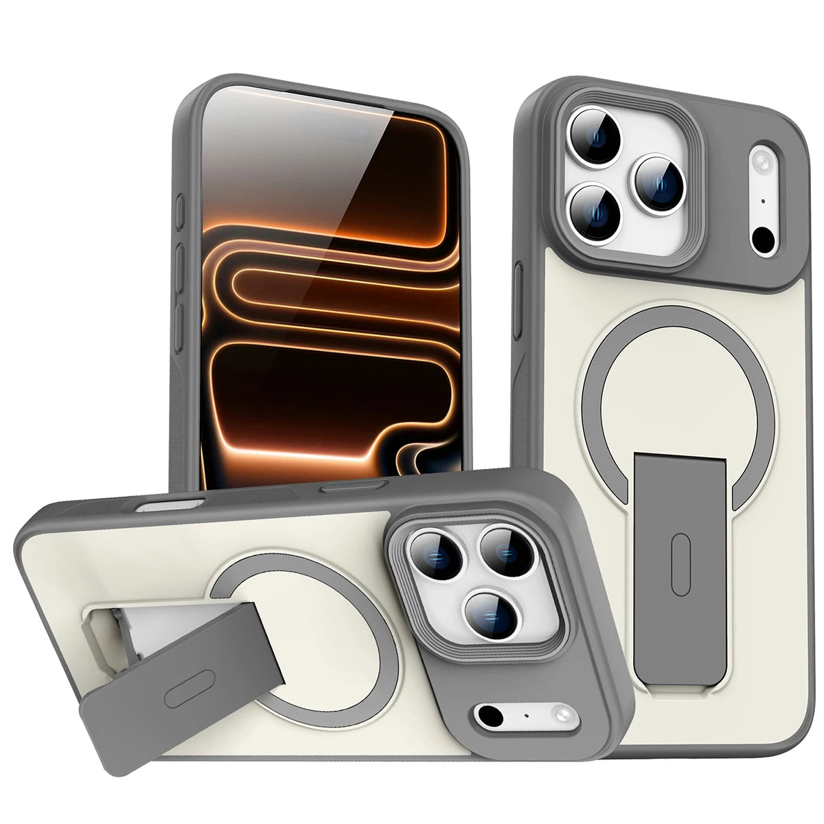 Skin-Feel Anti-Fingerprint Phone Case, Invisible Magnetic Stand Shockproof Cover, Compatible with iPhone 18/17 Pro Max/16E/15/14/13/12/11/Air/Plus/Pro, Supports Magnetic Charging & Magnetic Accessories
