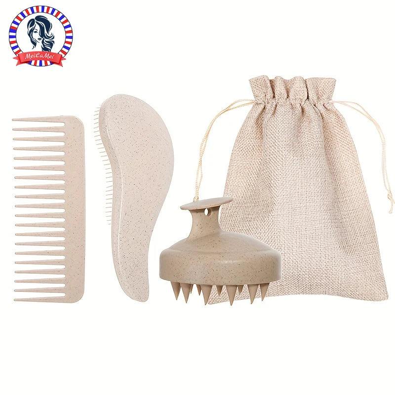 Eco-Friendly Hair Brush & Scalp Massager Set