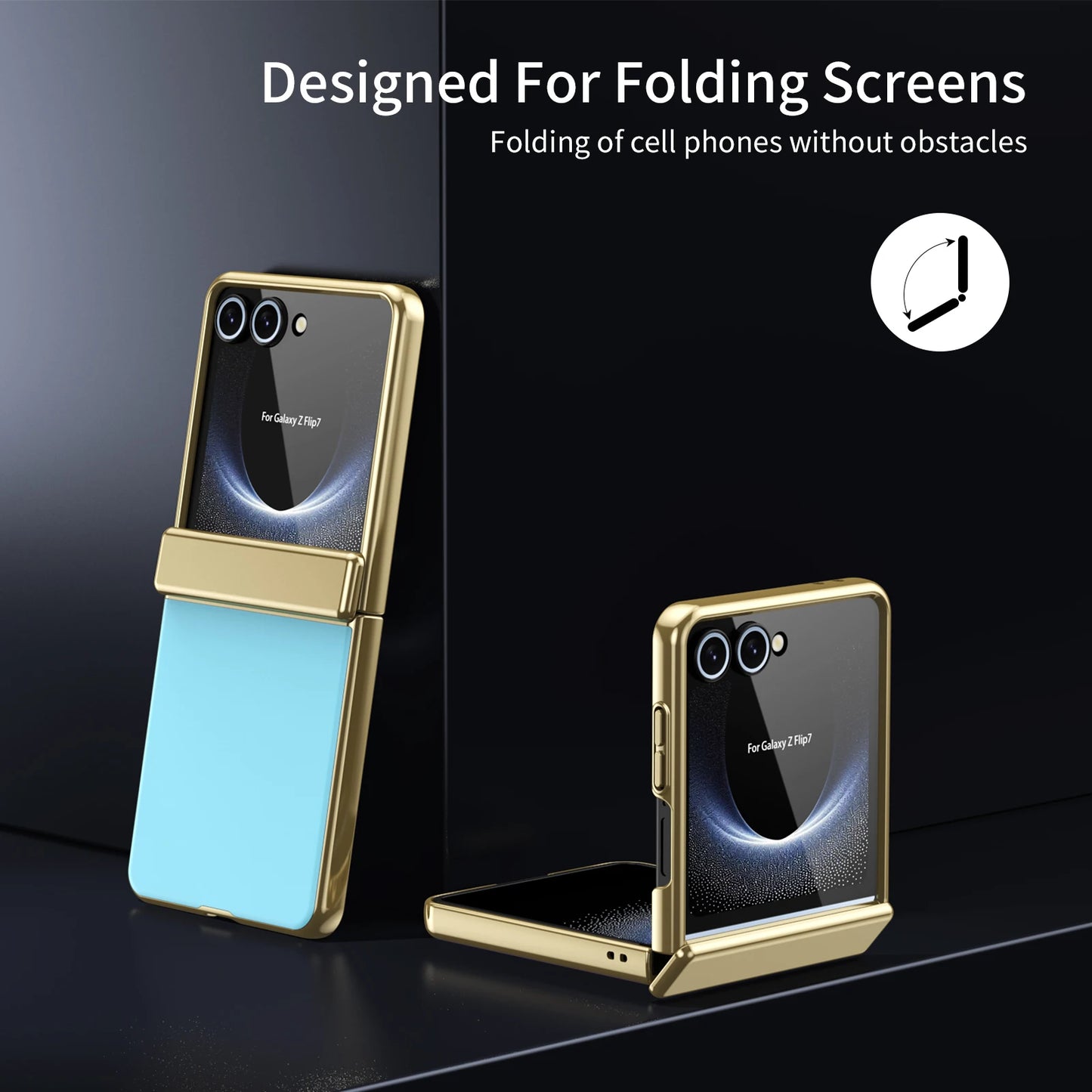 For Samsung Galaxy Z Flip 7 6 5 4 3 AG Matte Vacuum Plating Hinge Full Protective Glass Front Film Drop Resistant Phone Case