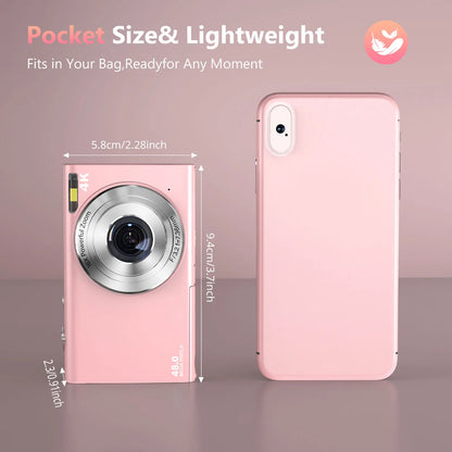 4K Digital Camera Autofocus Vlogging Camera HD 48MP with 2.8" Large Screen Camcorder Camera for Photography for Kid Adult