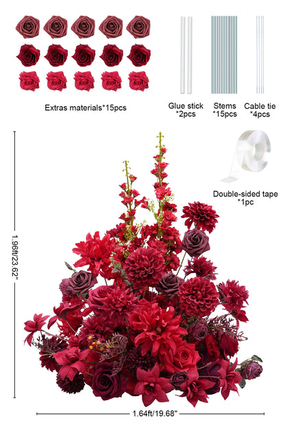 A8966 Red Free Standing Centerpieces Flowers Ball Bouquet Artificial Rose Arrangements Balls Table Sofa Runner For Wedding Event
