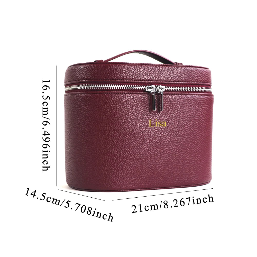 Customizable Names and Letters, Travel Portable Cosmetic Bag Large-capacity PU Leather Cosmetic Box with Internal Storage Box,