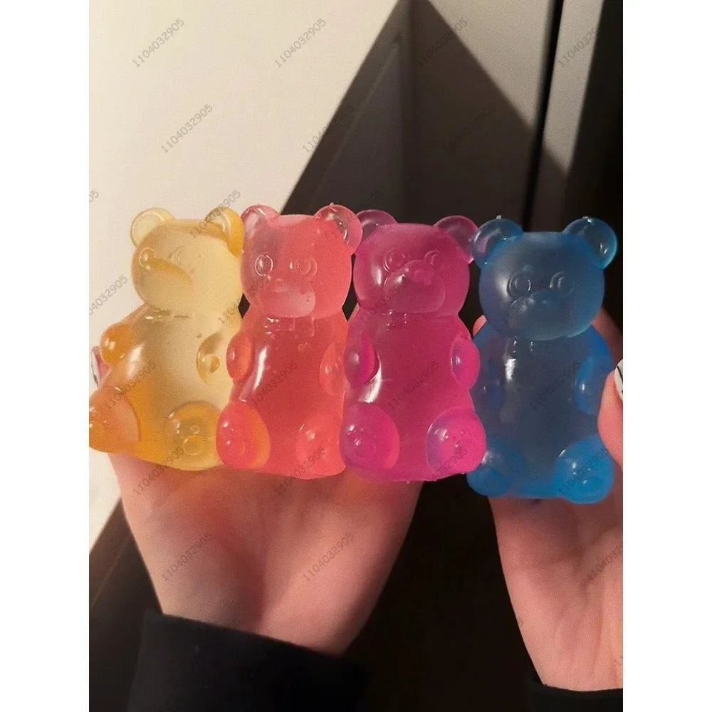 2027 New Colorful Gummy Bear Fudge Squeeze Toy Jelly Bean Gummy Candy Fidget Hand Relax Toy Anti-Stress Release for All Ages