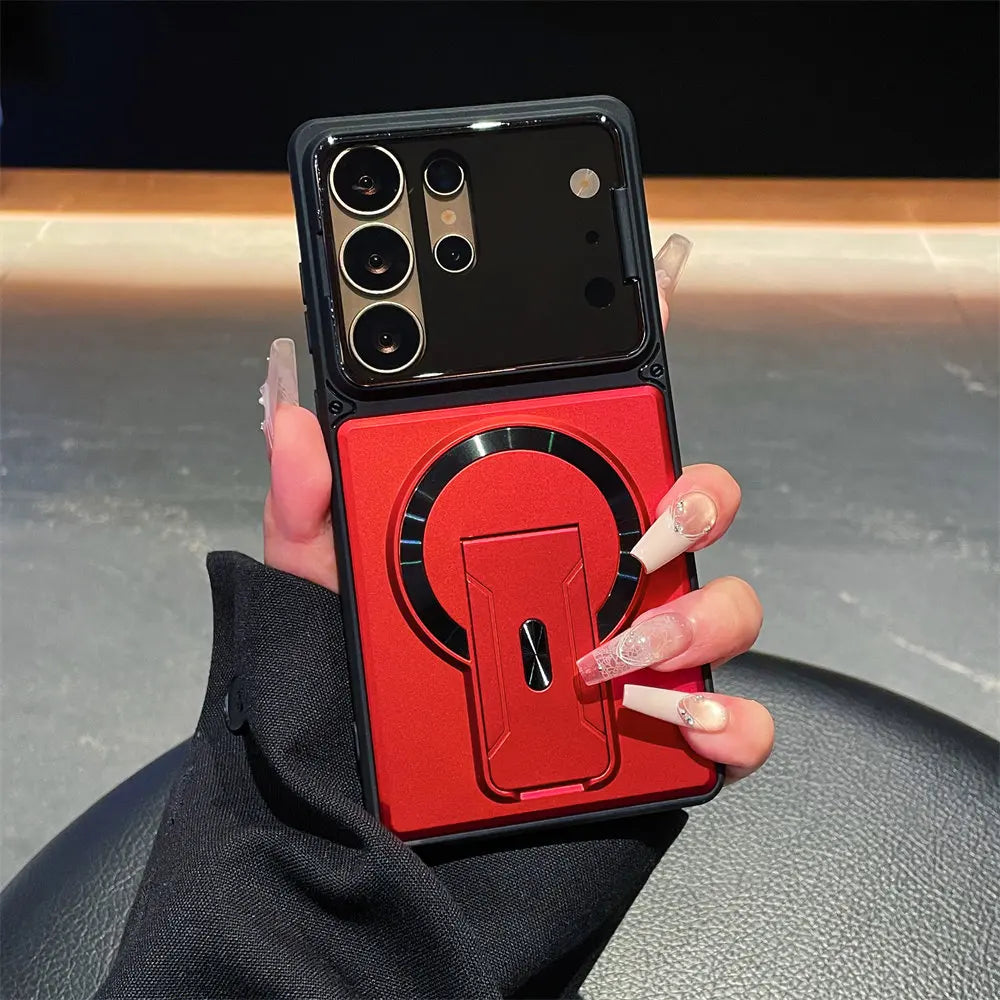 Luxury Invisible Kickstand Magnetic Case for Samsung Galaxy S26 S25 S24 S23 Ultra A57 A56 A37 A36 A17 A16 Lens Protection Cover