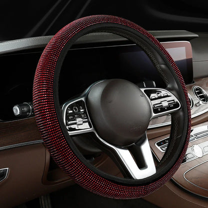 Bling Car Steering Wheel Cover W/ Crystal Diamond Sparkling Car Suv Rhinestones Steering Wheel Protector Vehicle Auto Decoration