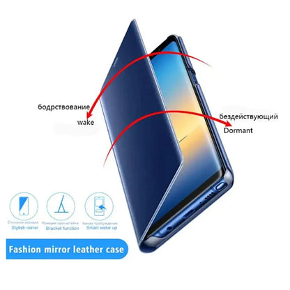 360° Full Protected Flip Mirror Phone Case For iPhone 17 16 15 14 13 11 12 Pro Max Fully Covered Standing Bracket Bumper Cover