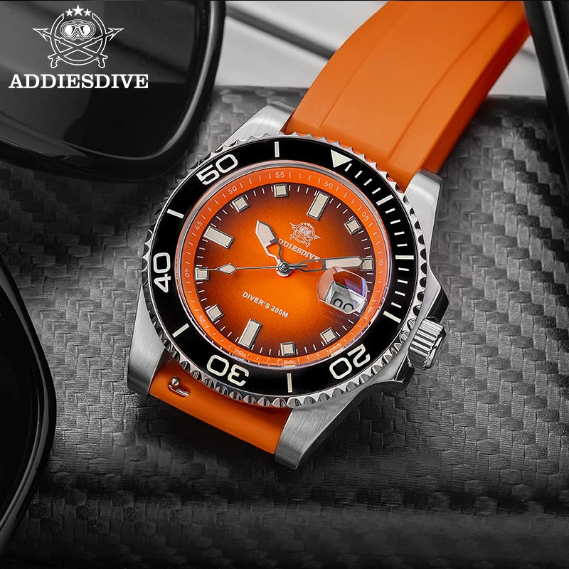 ADDIESDIVE Men's Watch Quartz Stainless Steel Diving Watch 200M Super Luminous Luxury Watch Reloj Hombre NEW Watch Reloj Hombre