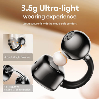 Lenovo RS119 Pro Ear Clip Earbuds Stable Open Ear Wireless Earphones Bluetooth 6.0 Clip On Sports Headphones LED Power Display